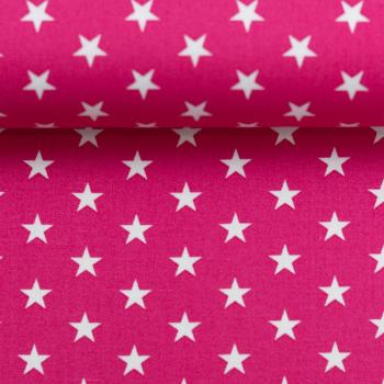 Preview: Baumwoll Druck Sterne Pink/Weiß  Ø 1 cm